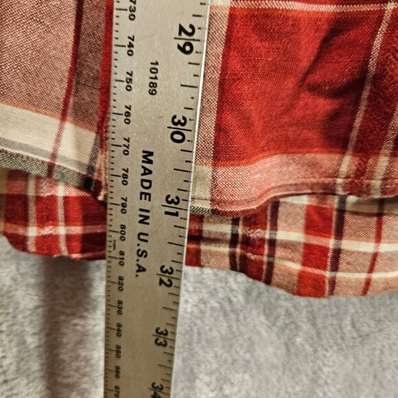 Van Heusen Mens XXL breathable Linen Plaid Red Gray Business casual vacation - Picture 6 of 14